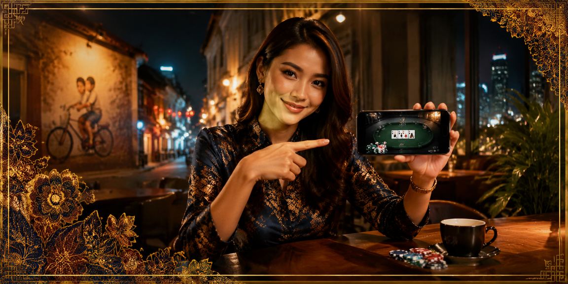 Suasana permainan kad poker dengan rekaan batik di kasino Pulau Pinang